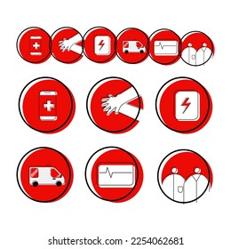 Elements of Medical survival chain for out of hospital cardiac arrest on isolated background.