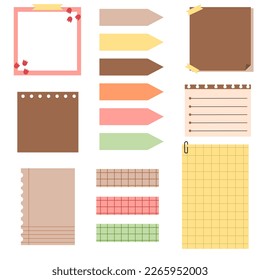 Elements memo notes icon detailed, reminder paper notes vector set