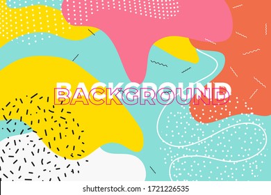 elements memphis in the style of 80's. graphic pattern of abstract elements in bright colors. Vector overlay colorful spotty pattern of geometric shape, line and dot in trendy Memphis animation