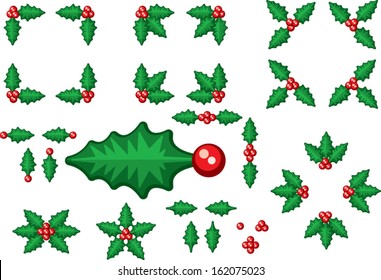 Elements of mistletoe for Christmas decorations.