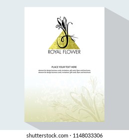 Elements of monogram design, royal flower. Brochure design template. Calligraphic elegant vector logo design. Letter F. Business sign, person, label, icon, flower shop, boutique hotel.