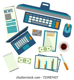 Elements necessary for making up budget plan vector illustration
