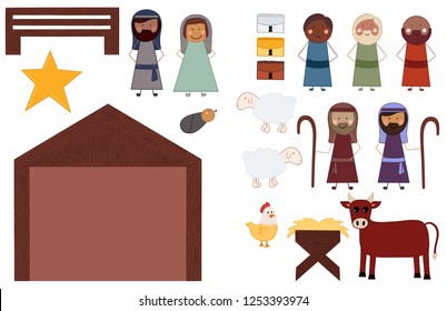 Elements Needed to Build a Nativity Scene for Christmas to Celebrate the Birth of Jesus Christ 