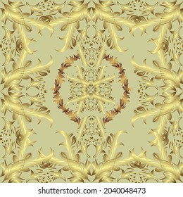 Elements in neutral, brown and yellow colors. Art. Vector illustration. Floral vintage. For design textiles, paper, wallpaper. Seamless. Oriental style. Vector illustration.