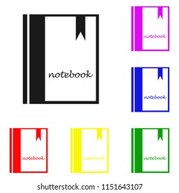 Elements of Notebook in multi colored icons. Premium quality graphic design icon. Simple icon for websites, web design, mobile app, info graphics on white background