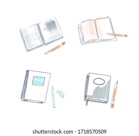 Elements of Notebook with pensil in multi colored icons. Premium quality graphic design icon. Simple icon for websites, web design, mobile app, info graphics on white background
