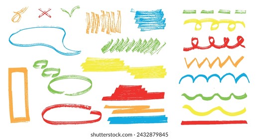 Elements for note-taking, highlighting, and underlining in Hand drawn-style text. 