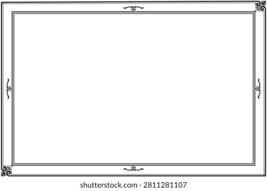 Elements of oriental frames. Black on white rectangle lines border chinese style. Design print for greeting cards, wedding invitations, restaurant menu, royal certificates. Set 13A