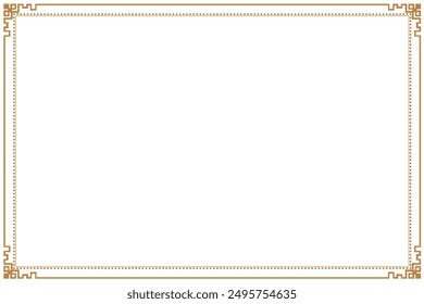 Elements of oriental frames. Border gold on white chinese motifs. Design print for greeting cards, wedding invitations, restaurant menu, royal certificates. Set 97