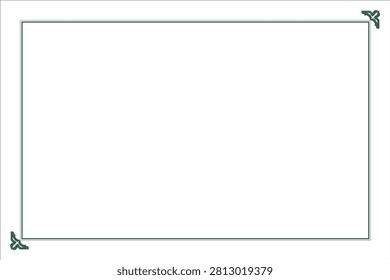 Elements of oriental single corner frames. Green on white rectangle lines border chinese style. Design print for greeting cards, wedding invitations, restaurant menu, royal certificates. Set 25A
