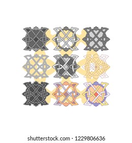 The elements of the ornament. Slavic patterns. Decorative plate. History of art. Design. Vector clip art.