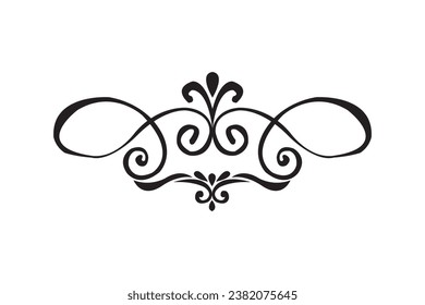 Elements of ornate style vintage frames. Black on white classic calligraphy swirls, floral motifs. Design print for greeting cards, wedding invitations, restaurant menu, royal certificates. Set 5