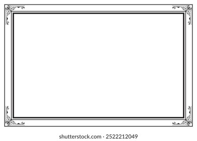 Elementos de quadros vintage ornamentados. Borda preto em branco clássico caligrafia redemoinhos, motivos florais. Impressão de design para cartões de saudação, convites de casamento, menu de restaurante, certificados reais. Conjunto 154

