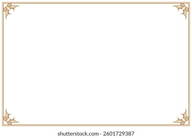 Elements of ornate vintage frames. Border gold on white classic calligraphy swirls, floral motifs. Design print for greeting cards, wedding invitations, restaurant menu, royal certificates. Set 427
