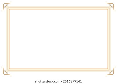 Elements of ornate vintage frames. Border gold on white classic calligraphy swirls, floral motifs. Design print for greeting cards, wedding invitations, restaurant menu, royal certificates. Set 1
