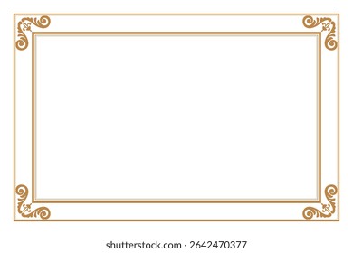 Elements of ornate vintage frames. Border gold on white classic calligraphy swirls, floral motifs. Design print for greeting cards, wedding invitations, restaurant menu, royal certificates. Set 264