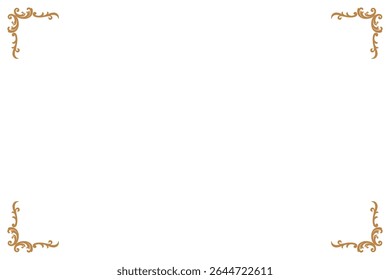 Elements of ornate vintage frames. Border gold on white classic calligraphy swirls, floral motifs. Design print for greeting cards, wedding invitations, restaurant menu, royal certificates. Set 328