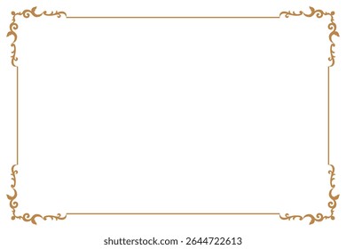 Elements of ornate vintage frames. Border gold on white classic calligraphy swirls, floral motifs. Design print for greeting cards, wedding invitations, restaurant menu, royal certificates. Set 322