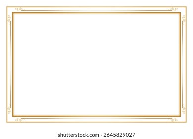 Elements of ornate vintage frames. Border gold on white classic calligraphy swirls, floral motifs. Design print for greeting cards, wedding invitations, restaurant menu, royal certificates. Set 381