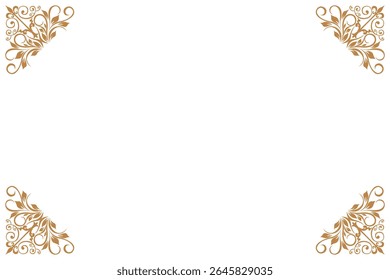 Elements of ornate vintage frames. Border gold on white classic calligraphy swirls, floral motifs. Design print for greeting cards, wedding invitations, restaurant menu, royal certificates. Set 375