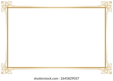 Elements of ornate vintage frames. Border gold on white classic calligraphy swirls, floral motifs. Design print for greeting cards, wedding invitations, restaurant menu, royal certificates. Set 380