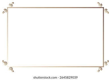 Elements of ornate vintage frames. Border copper on white classic calligraphy swirls, floral motifs. Design print for greeting cards, wedding invitations, restaurant menu, royal certificates. Set 390
