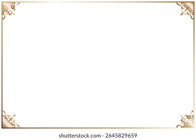 Elements of ornate vintage frames. Border gold on white classic calligraphy swirls, floral motifs. Design print for greeting cards, wedding invitations, restaurant menu, royal certificates. Set 382