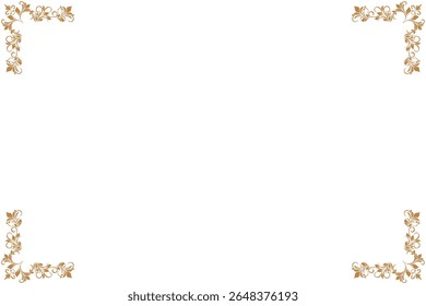 Elements of ornate vintage frames. Border gold on white classic calligraphy swirls, floral motifs. Design print for greeting cards, wedding invitations, restaurant menu, royal certificates. Set 438