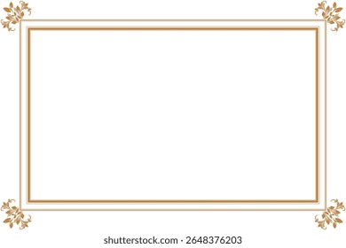 Elements of ornate vintage frames. Border gold on white classic calligraphy swirls, floral motifs. Design print for greeting cards, wedding invitations, restaurant menu, royal certificates. Set 431