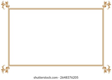 Elements of ornate vintage frames. Border gold on white classic calligraphy swirls, floral motifs. Design print for greeting cards, wedding invitations, restaurant menu, royal certificates. Set 429