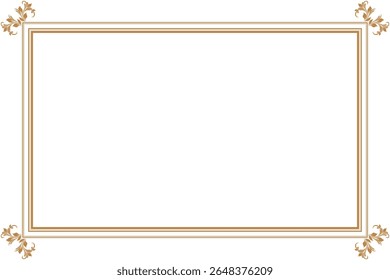 Elements of ornate vintage frames. Border gold on white classic calligraphy swirls, floral motifs. Design print for greeting cards, wedding invitations, restaurant menu, royal certificates. Set 430