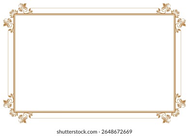 Elements of ornate vintage frames. Border gold on white classic calligraphy swirls, floral motifs. Design print for greeting cards, wedding invitations, restaurant menu, royal certificates. Set 455