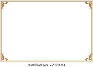 Elements of ornate vintage frames. Border gold on white classic calligraphy swirls, floral motifs. Design print for greeting cards, wedding invitations, restaurant menu, royal certificates. Set 463
