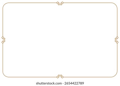 Elements of ornate vintage frames. Border gold on white classic calligraphy swirls, floral motifs. Design print for greeting cards, wedding invitations, restaurant menu, royal certificates. Set 557
