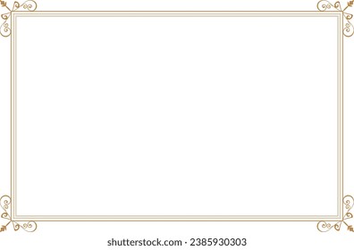 Elements of ornate vintage frames. Gold on white classic calligraphy swirls, floral motifs. Design print for greeting cards, wedding invitations, restaurant menu, royal certificates. Set 35