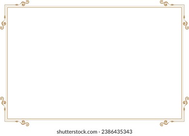 Elements of ornate vintage frames. Gold on white classic calligraphy swirls, floral motifs. Design print for greeting cards, wedding invitations, restaurant menu, royal certificates. Set 51