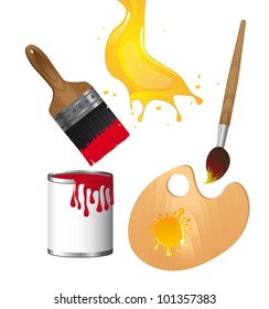 elements of paint isolated over white background. vector