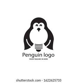 Elements of the penguin logo and lights as symbols of ideas and technology