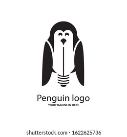Elements of the penguin logo and lights as symbols of ideas and technology