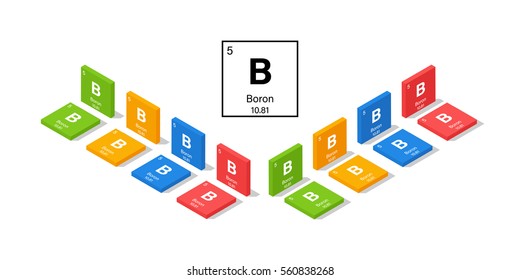 Elements in the Periodic Table Boron 3D Isometric Style Vector Illustration