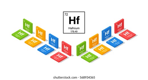 Elements in the Periodic Table Hafnium 3D Isometric Style Vector Illustration