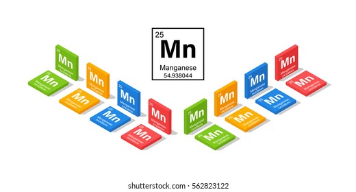 Elements in the Periodic Table Manganese 3D Isometric Style Vector Illustration