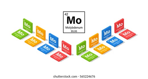 Elements in the Periodic Table Molybdenum 3D Isometric Style Vector Illustration