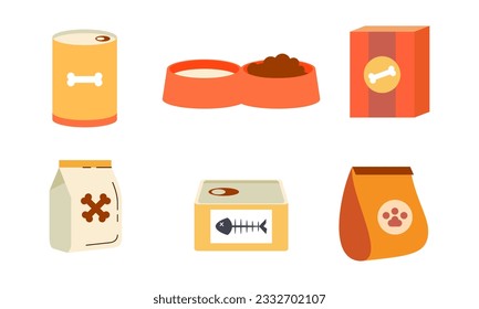 Elements pets food theme logo vector