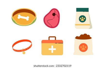 Elements pets food theme logo vector