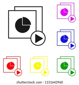 Elements of Pie Chart in multi colored icons. Premium quality graphic design icon. Simple icon for websites, web design, mobile app, info graphics on white background