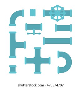 The elements of the pipeline. Pipe system designer. Vector Illustration