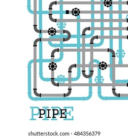 The elements of the pipeline. Pipe system designer. Vector Illustration