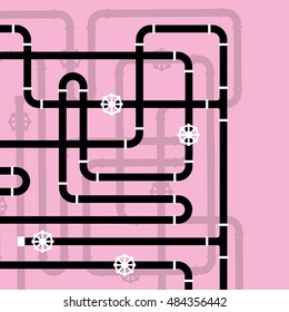 The elements of the pipeline. Pipe system designer. Vector Illustration