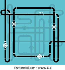 The elements of the pipeline. Pipe system designer. Vector Illustration